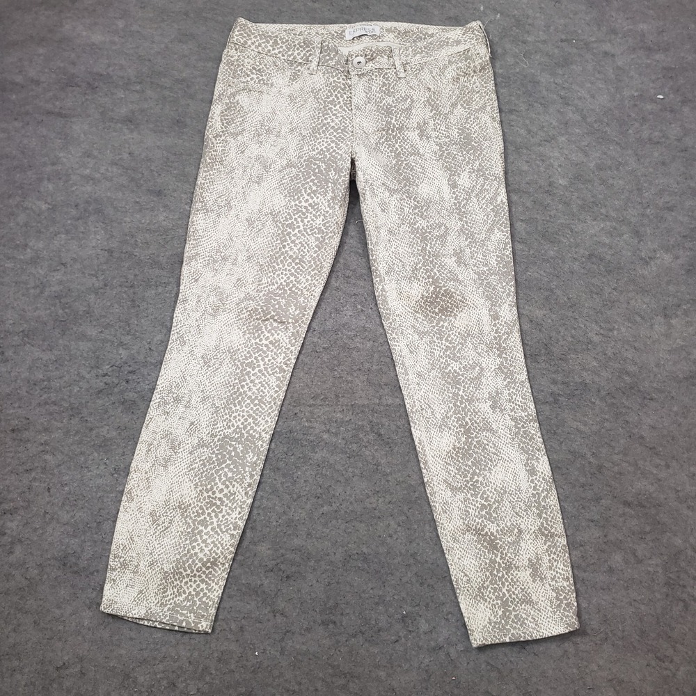Express Jeans‎ Womens 6 Beige Skinny Regular High Rise Pants Denim Casual Snake